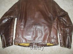 Vtg 60's SCHOTT Brown 641-141 CAFE RACER Steerhide LEATHER Motorcycle JACKET USA