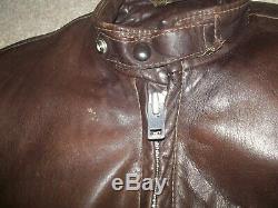 Vtg 60's SCHOTT Brown 641-141 CAFE RACER Steerhide LEATHER Motorcycle JACKET USA