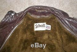 Vtg 60's SCHOTT Brown 641-141 CAFE RACER Steerhide LEATHER Motorcycle JACKET USA