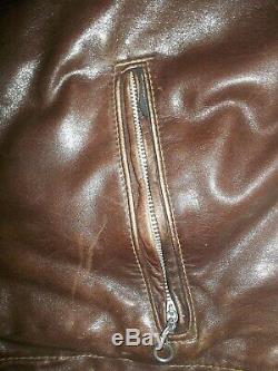 Vtg 60's SCHOTT Brown 641-141 CAFE RACER Steerhide LEATHER Motorcycle JACKET USA