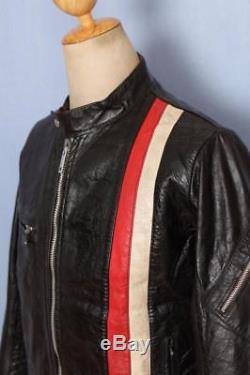 Vtg 60s BELSTAFF Cafe Racer Racing Leather Motorcycle Jacket Small