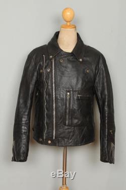 Vtg 60s BRONX British Leather Motorcycle Biker Jacket Size 40/42