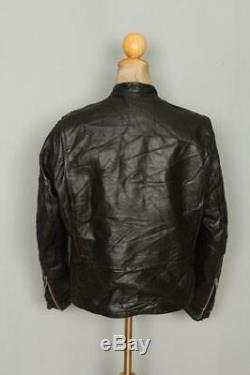Vtg 60s BROOKS Gold Label Leather Cafe Racer Motorcycle Jacket Large