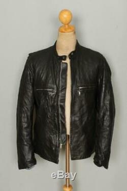 Vtg 60s BROOKS Gold Label Leather Cafe Racer Motorcycle Jacket Large