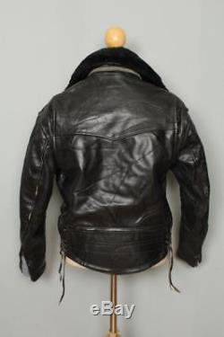 Vtg 60s Cal Leather Heavyweight HORSEHIDE CHP Police Motorcycle Jacket Medium