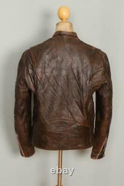Vtg 60s LESCO Leather Cafe Racer Motorcycle Jacket Medium