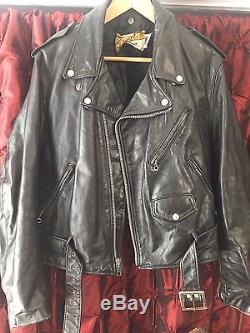 Vtg 70s SCHOTT PERFECTO Black 618/118 Leather Motorcycle Jacket 48 (Large)