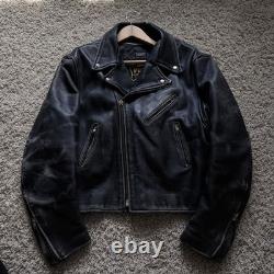 Vtg 90's Black BULLHIDE Motorcycle LEATHER JACKET Size L