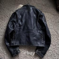 Vtg 90's Black BULLHIDE Motorcycle LEATHER JACKET Size L