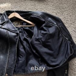 Vtg 90's Black BULLHIDE Motorcycle LEATHER JACKET Size L