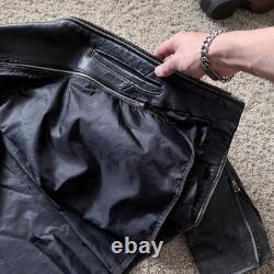 Vtg 90's Black BULLHIDE Motorcycle LEATHER JACKET Size L