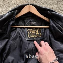 Vtg 90's Black BULLHIDE Motorcycle LEATHER JACKET Size L