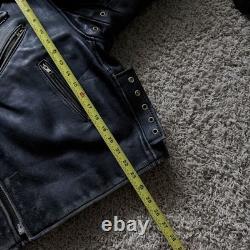 Vtg 90's Black BULLHIDE Motorcycle LEATHER JACKET Size L
