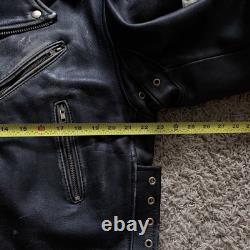 Vtg 90's Black BULLHIDE Motorcycle LEATHER JACKET Size L