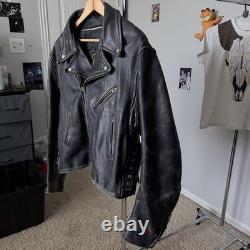 Vtg 90's Black BULLHIDE Motorcycle LEATHER JACKET Size L