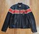 Vtg 90s Harley Davidson Victory Lane #1 Leather Jacket XL Black Orange Stripe
