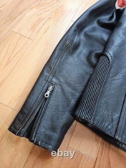 Vtg 90s Harley Davidson Victory Lane #1 Leather Jacket XL Black Orange Stripe