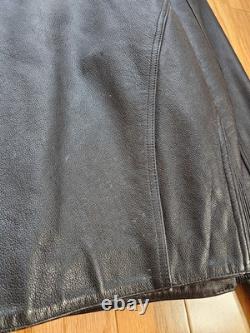 Vtg 90s Harley Davidson Victory Lane #1 Leather Jacket XL Black Orange Stripe