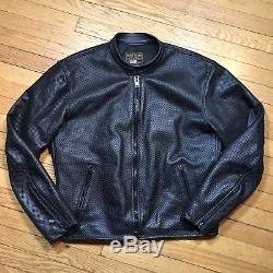 Vtg 90s Vanson Leather Breeze perforated leather motorcycle jacket XL summer blk