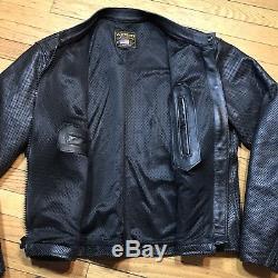Vtg 90s Vanson Leather Breeze perforated leather motorcycle jacket XL summer blk