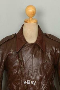 Vtg BATES California Brown Leather Motorcycle Sports Jacket Medium