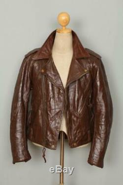 Vtg BATES California Brown Leather Motorcycle Sports Jacket Medium