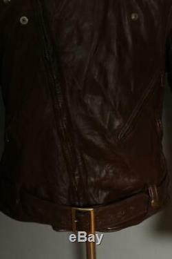 Vtg BATES California Brown Leather Motorcycle Sports Jacket Size 42/44