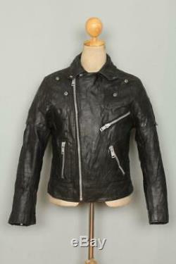 Vtg BELSTAFF Black Leather Motorcycle Biker Jacket Size Small/XSmall