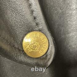 Vtg. Branded Garments Inc. Black Leather Motorcycle Jacket U. S. A. Size 42