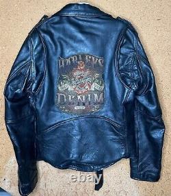 Vtg Branded Garments Leather Classic Motorcycle Jacket Sz 40 Scovill Zip Harley