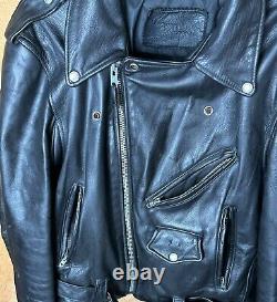 Vtg Branded Garments Leather Classic Motorcycle Jacket Sz 40 Scovill Zip Harley