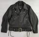 Vtg Branded Garments USA Black Leather Double Moto Classic Biker Jacket Men's 42