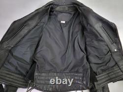 Vtg Branded Garments USA Black Leather Double Moto Classic Biker Jacket Men's 42