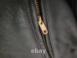 Vtg Branded Garments USA Black Leather Double Moto Classic Biker Jacket Men's 42