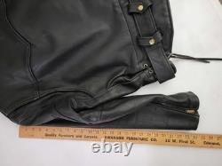 Vtg Branded Garments USA Black Leather Double Moto Classic Biker Jacket Men's 42