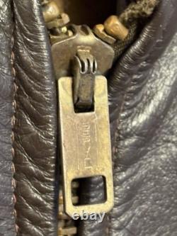 Vtg Brooks Brown Leather Cafe Racer Biker Motorcycle Jacket Mens Medium Cafe