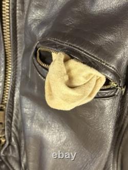 Vtg Brooks Brown Leather Cafe Racer Biker Motorcycle Jacket Mens Medium Cafe