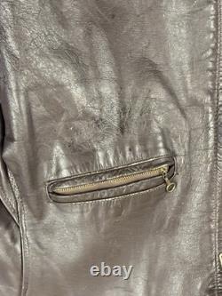 Vtg Brooks Brown Leather Cafe Racer Biker Motorcycle Jacket Mens Medium Cafe
