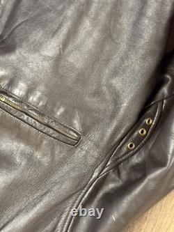 Vtg Brooks Brown Leather Cafe Racer Biker Motorcycle Jacket Mens Medium Cafe