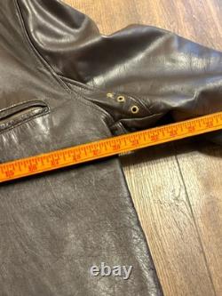 Vtg Brooks Brown Leather Cafe Racer Biker Motorcycle Jacket Mens Medium Cafe