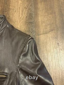 Vtg Brooks Brown Leather Cafe Racer Biker Motorcycle Jacket Mens Medium Cafe