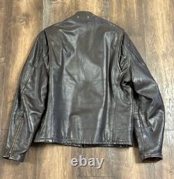 Vtg Brooks Brown Leather Cafe Racer Biker Motorcycle Jacket Mens Medium Cafe