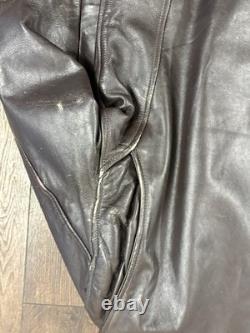 Vtg Brooks Brown Leather Cafe Racer Biker Motorcycle Jacket Mens Medium Cafe