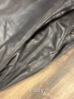 Vtg Brooks Brown Leather Cafe Racer Biker Motorcycle Jacket Mens Medium Cafe