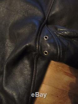 Vtg Custom Made Langlitz Brown Thick Leather Motorcycle Jacket Talon Zips Mens S