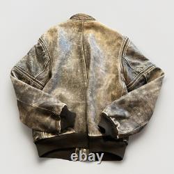Vtg Distressed Hein Gericke Leather Motorcycle Jacket Multi Sleeve Length