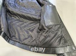 Vtg GAP Mens Black Leather Bomber Jacket Medium M Heavy Weight Quilted Lining