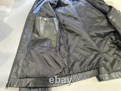 Vtg GAP Mens Black Leather Bomber Jacket Medium M Heavy Weight Quilted Lining