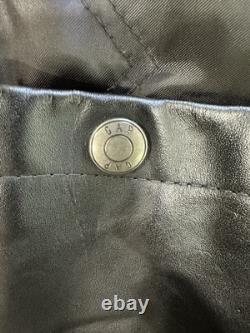 Vtg GAP Mens Black Leather Bomber Jacket Medium M Heavy Weight Quilted Lining