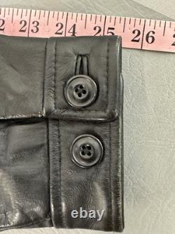 Vtg GAP Mens Black Leather Bomber Jacket Medium M Heavy Weight Quilted Lining
